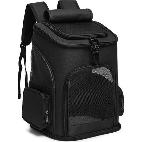 Sac à dos pour chien et chat - Sac à dos pour animal de compagnie - Portable - Pliable - Extensible - Respirant - En maille (1/5)