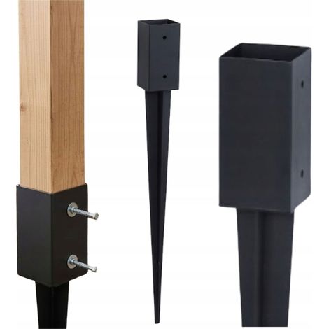 Set di due basi metalliche con ancoraggi per pali in legno, in acciaio zincato. (1/5)
