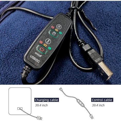 Couverture chauffante USB 12V pour voiture, couverture pour animaux, couverture électrique, couverture genouillère, couverture chauffante à capuche rouge avec minuterie et thermostat (1/5)