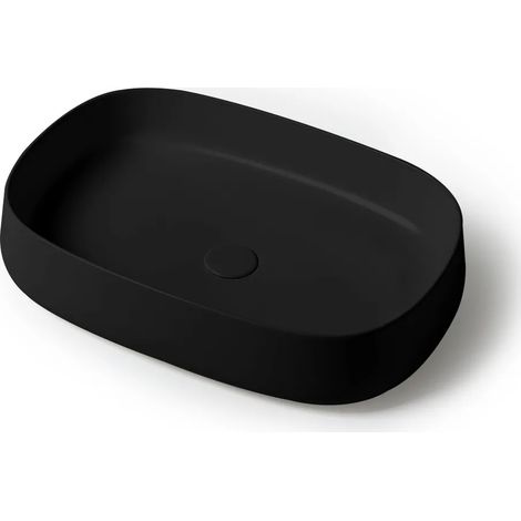 Lavabo da appoggio 60 cm rettangolare in ceramica nero opaco Milos (1/3)