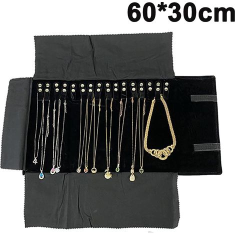 estuche para joyas, organizador enrollable, 20 compartimentos, terciopelo suave, ideal para viajes y para el hogar. (1/5)