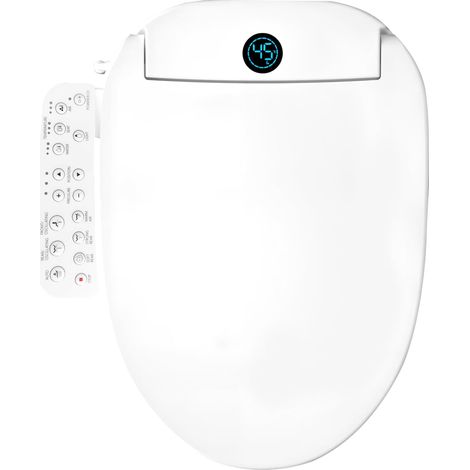 Siège de toilette électrique intelligent, 5 modes de nettoyage/siège chauffé/séchage à l'air chaud/couvercle à fermeture lente, abattant WC avec écran numérique, confort et élégance (Modèle V)