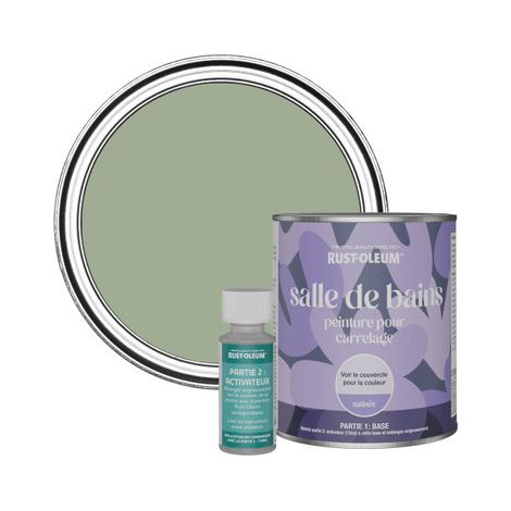 Peinture pour Carrelage de Salle de Bain, Finition Satinée - Vert Kaki 750ml (1/3)