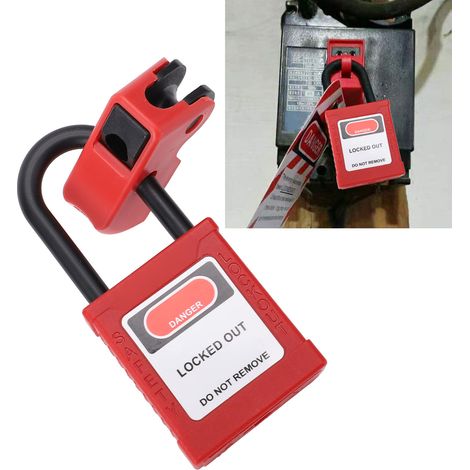 Cadenas de Sécurité pour Disjoncteurs - Kit pour Électriciens avec Cadenas Isolé Nylon/Bras et Clés (Clamping 8mm, Poids 108g, 1 Cadenas + 2 Clés) (1/5)