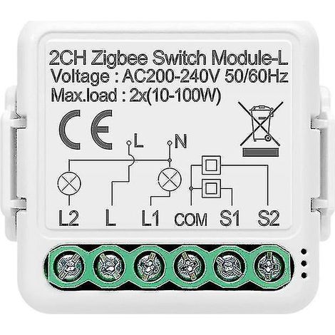 Module variateur simple interrupteur à feu 1/2/3 voies sans fil Zigbee 3.0 Tuya2CH (1/5)