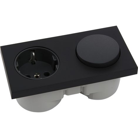 Berker Schalter und Steckdose Integro Pure schwarz mit Sekundärleitung Kunststoff schwarz matt (1/2)