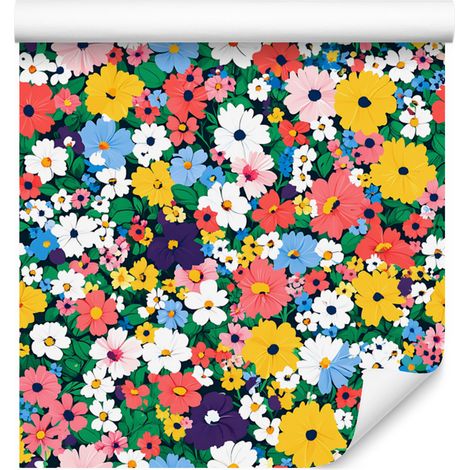 Tapete „Kleine Blumen, Meer und Gelb“ für Wohn- und Schlafzimmer, 50 x 1000 cm (1/5)