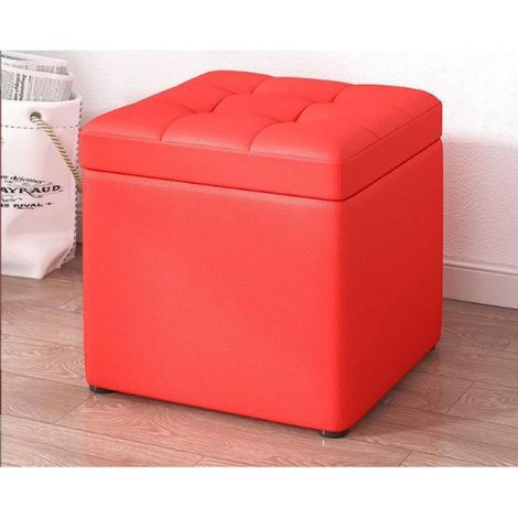 Tabouret de Rangement - Cuir - 30 x 30 x 35 cm - Insonorisé - Salon (1/4)