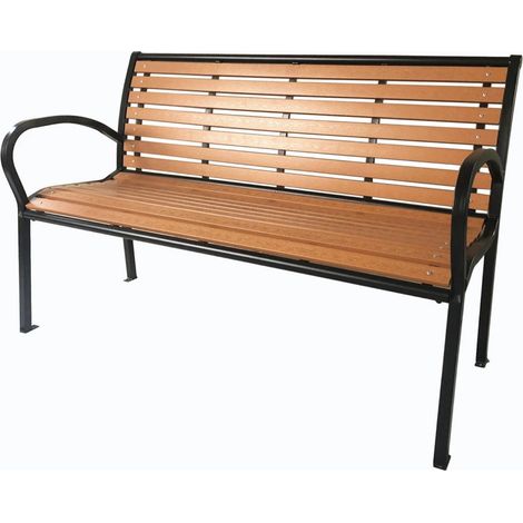 panchina da esterno con braccioli eurogarden in metallo effetto legno 125x60x80 cm