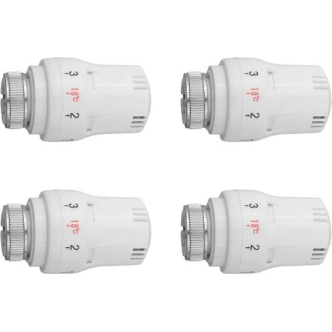 Set mit 4 thermostatischen Heizkörperventilen M30 x 1,5 – Temperaturregler mit 5 einstellbaren Stufen – Gehäuse aus Aluminium und Kunststoff – Frostschutzmittel