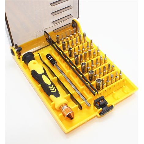 Kit de destornilladores AIDUCHO, 45 herramientas magnéticas de precisión para reparación, con pinzas y eje de extensión para aparatos eléctricos, teléfonos móviles, DVD, televisores y ordenadores. (1/4)