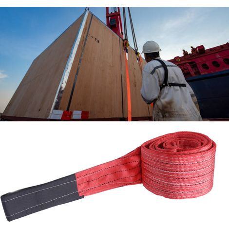 Élingue de levage plate en polyester à boucle double œillet rouge 5T 4M pour grues industrielles (1/5)