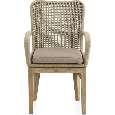 4er-Pack Sessel aus Akazienholz und geflochtenem Seil, Farbe Cappuccino, mit Kissen, Kollektion Atesso (1/5)