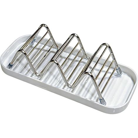 Savon en acier inoxydable : plateau auto-drainant avec plateau, support de savon à barre robuste, design facile à nettoyer, résistant à la rouille, accessoire pour douche et évier, plan de travail de (1/5)