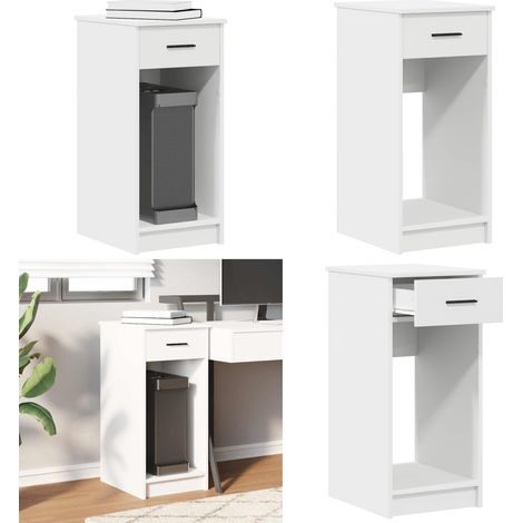 vidaXL Support de tour d'ordinateur avec tiroir blanc 35x45x77 cm (1/5)