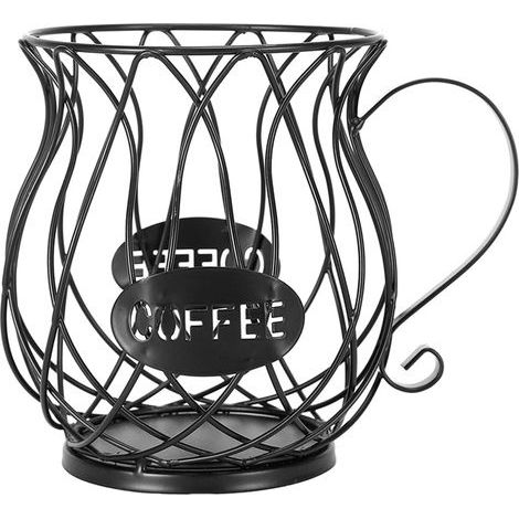 Panier de rangement pour capsules de café, design original noir, accessoire de café parfait de grande capacité, noir (1/5)