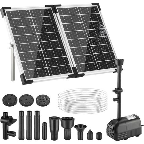 Fontaine Solaire, Panneau Solaire en Verre, Moteur Sans Balais, Noir (1/2)