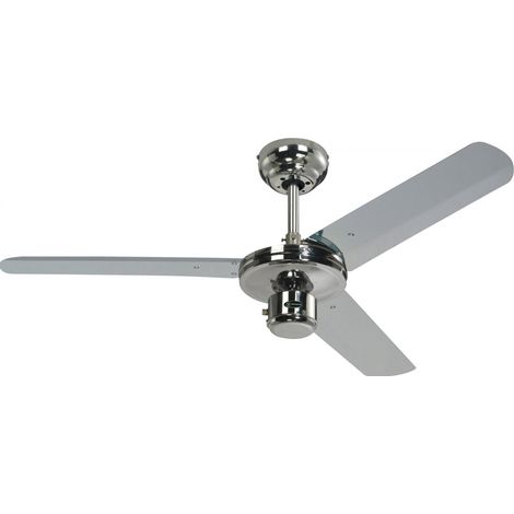 Ceiling Fan Industrial 122cm / 48" Chrome with Pull Cord (1/5)