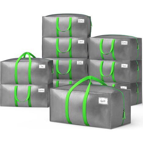 Vounot – Lot de 10 sacs de déménagement 88L – Poignées renforcées et bretelles – Polyéthylène 190 g/m² – Résistants à l'humidité et frottements
