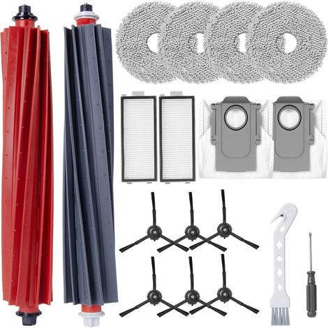 18 Kit d'accessoires pour Qrevo Master/Qrevo Slim Robot Aspirateur, 2 Brosse Principale, 6 Brosses latérales, 2 Filtre, 2 Sacs à poussière, 4 Chiffons de Rechange, 2 Outils (1/5)