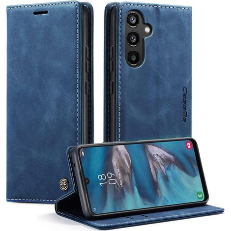 Handyhülle Samsung Galaxy A34 5G Blau Premium Leder Flip Case Standfunktion (1/5)