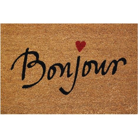 Tapis Coco Naturel Bonjour Coeur Semelle Latex 40x60x1.5 Cm - Id Mat - Id Group (1/3)