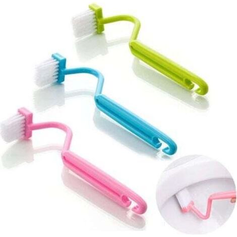 3 Pièces Brosse Toilettes Brosse Toilette WC Rebord de Nettoyage Courbé en Plastique pour Les Coins de Toilettes (1/5)