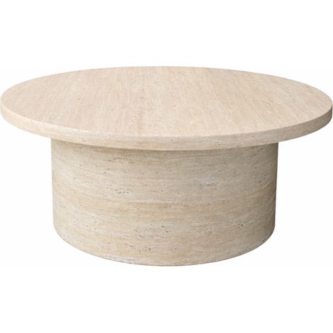 YARA - Table basse ronde plateau en marbre d'ingénierie couleur bois