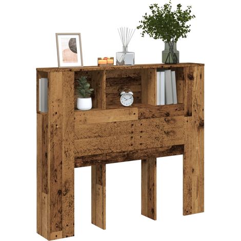 Kopfteil mit Ablagen Altholz-Optik 120x19x104,5cm Holzwerkstoff