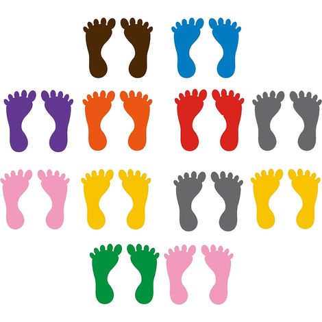 12 Pairs of Footprint Stickers for Nursery Waterproof Small