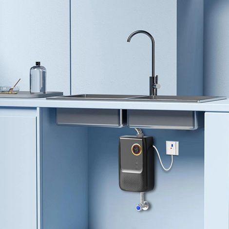 Aluminiumgiessene Küchenschranke, kleine sofortige elektrische Wasserheizung auf dem Tisch, mit digitalem Display 30  55 ° C Temperatureinstellbar, 5500W