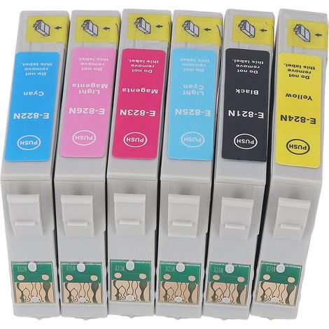 Cartouche d'encre BK CMY LC LM 6 couleurs, accessoire d'impression pour papier photo et documents T0821N T0822N T0823N T0824N T0825N T0826N