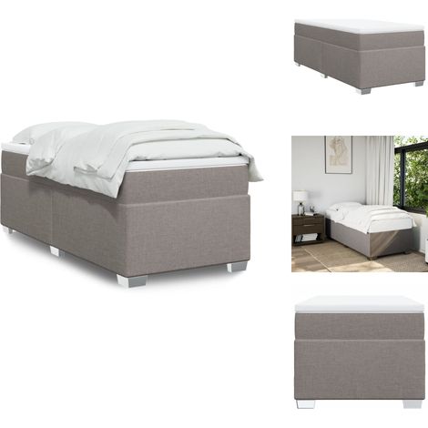 Sommier à lattes de lit avec matelas Taupe 80x200 cm Tissu - Lit Double - Literie - Matelas À Ressorts Ensachés - Surmatelas - Cadre De Lit (1/5)