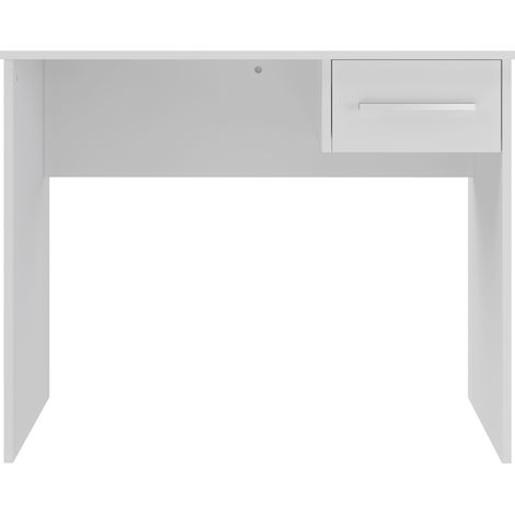 Bureau en mélamine coloris blanc - Longueur 90 x profondeur 50 x Hauteur 75 cm -PEGANE- (1/4)