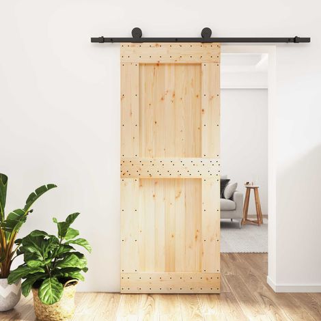 vidaXL Porte coulissante Naturel et noir 85 x 210 cm (1/5)