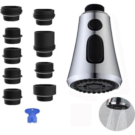 Cuisine Robinets Douchette,3 Modes Embout Robinet Cuisine Avec Aerateur,Mitigeur Evier Cuisine,Adaptateur Robinet Universal Orientable,Pommeau de Douche,Etractable Mitigeur Cuisine Universel (1/5)