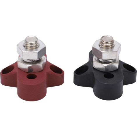 Lot de 2 bornes de jonction M10 isolées, terminal à vis métal DC48V max pour batterie voiture, camping-car et quad (1/5)