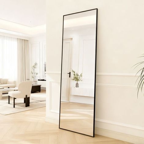 Specchio da terra contemporaneo POCKETPOP 177 x 77 cm - cornice in alluminio nero