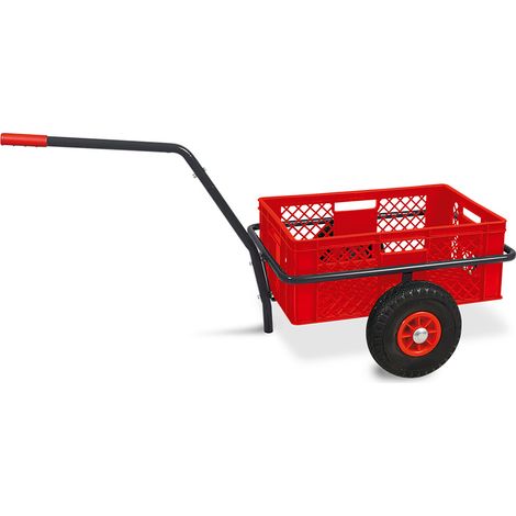 BRB Handwagen mit Kunststoffkorb H 240 mm, LxBxH 1250x640x660 mm, Tragkraft 200 kg (rot)