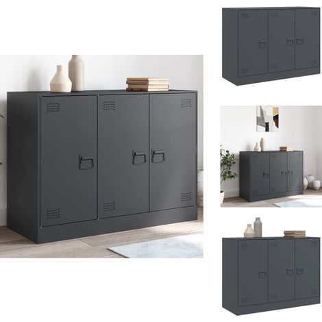 Buffet anthracite 99x39x73 cm acier - Buffet - Meuble De Rangement - Armoire - Cuisine - Salon (1/5)