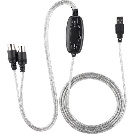 180cm Convertisseur de Câble USB vers MIDI, Cordon Adaptateur D'interface Plug & Play pour Ligne D'édition de Musique de Clavier (1/5)