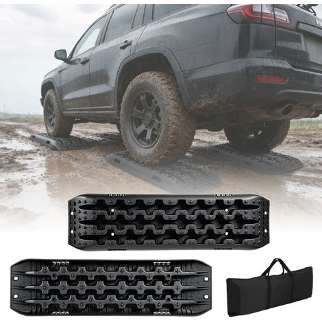 Randaco Placas de arena para coche de PP negro con bolsa de transporte ayuda para arrancar en arena, barro y nieve (1/5)