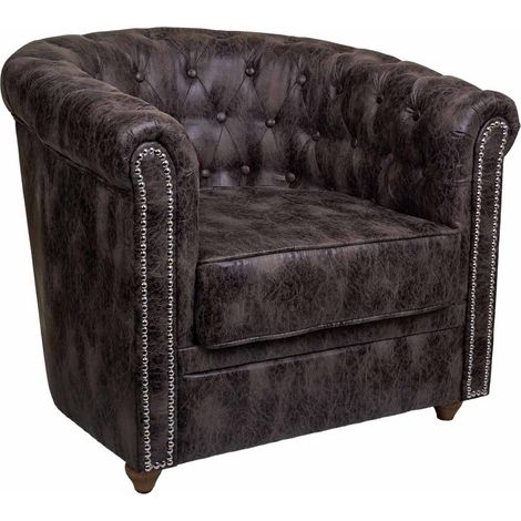Sillón tapizado marrón 80x80x48/72 (1/5)