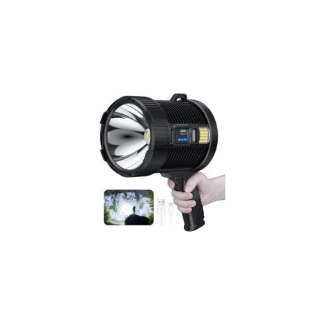 Linterna recargable Rnemitery de 100.000 lúmenes – Alcance del haz de luz de 800 m – Resistencia al agua IPX5 – 6 modos de iluminación – Batería recargable de 10.000 mAh