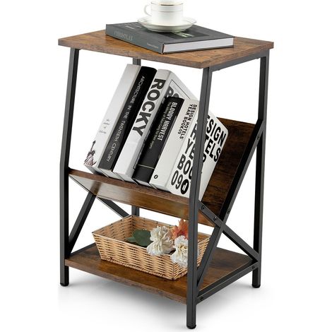 COSTWAY Record Holder Shelf 3-Tier Record Player Stand w/ Magazine Holder (1/5)