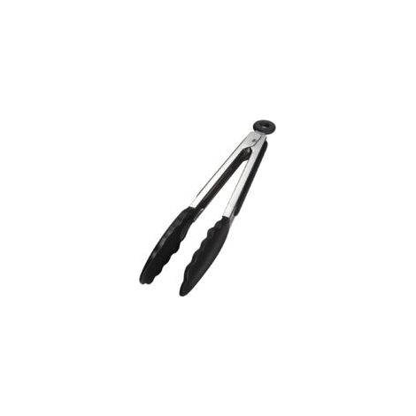 Professionelle Küchenzange, Grillzange aus Edelstahl und lebensmittelechtem Silikon, hitzebeständig – 21,4 cm, Schwarz – Crezuo