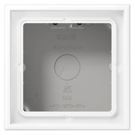 Jung Calotta per montaggio in superficie 1 modulo, LS CUBE, duroplastica verniciata, bianco neve opaco, montaggio verticale e orizzontale LS 581 A WWM