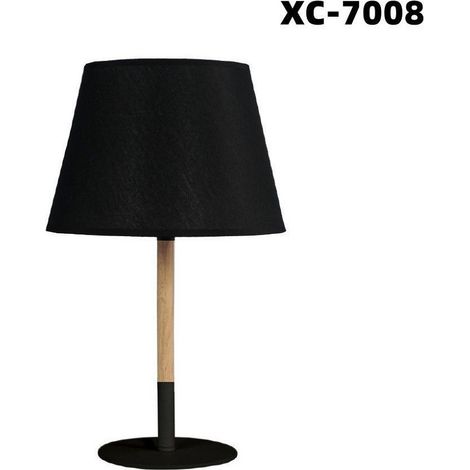 TRADE SHOP - Lampada Da Tavolo Abat Jour Con Paralume In Tessuto Nero Portalampada E27 Xc-7008 - (1/3)