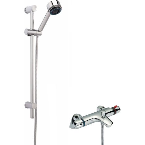 Nuie Reef Thermostatic Bath Shower Mixer with Multi Function Slider Rail Kit - Chrome (1/2)