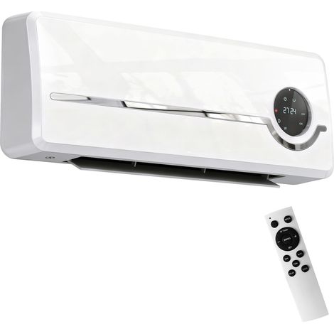 Chauffage ventilateur mural 2000 W, radiateur mural céramique, télécommande, 2 modes chauffage, affichage LED. (1/5)